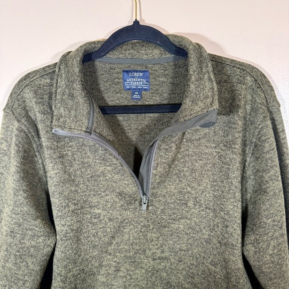 Men’s J Crew Marled Fleece Half Zip Pullover Green Size Medium - Picture 4 of 6